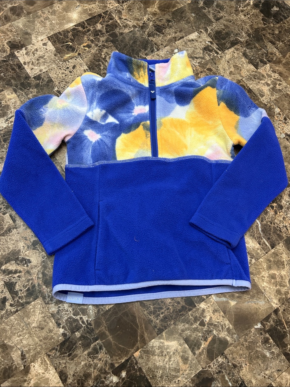 Roxy Toddler Girls 4/5 years Blue tie-dye fleece half-zip pullover polar sweater